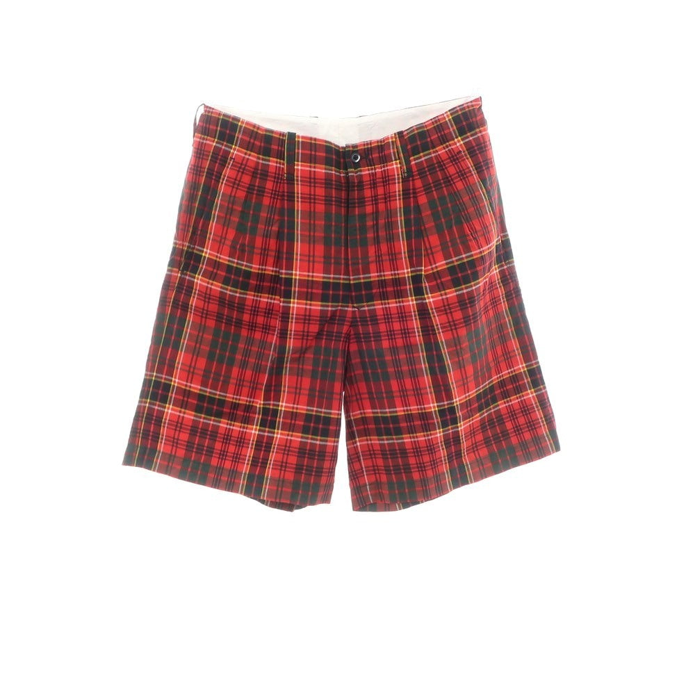 【中古】サイ Scye リネンコットン チェック ショートパンツ レッドxグリーン【 38 】【 状態ランクB 】【 メンズ 】