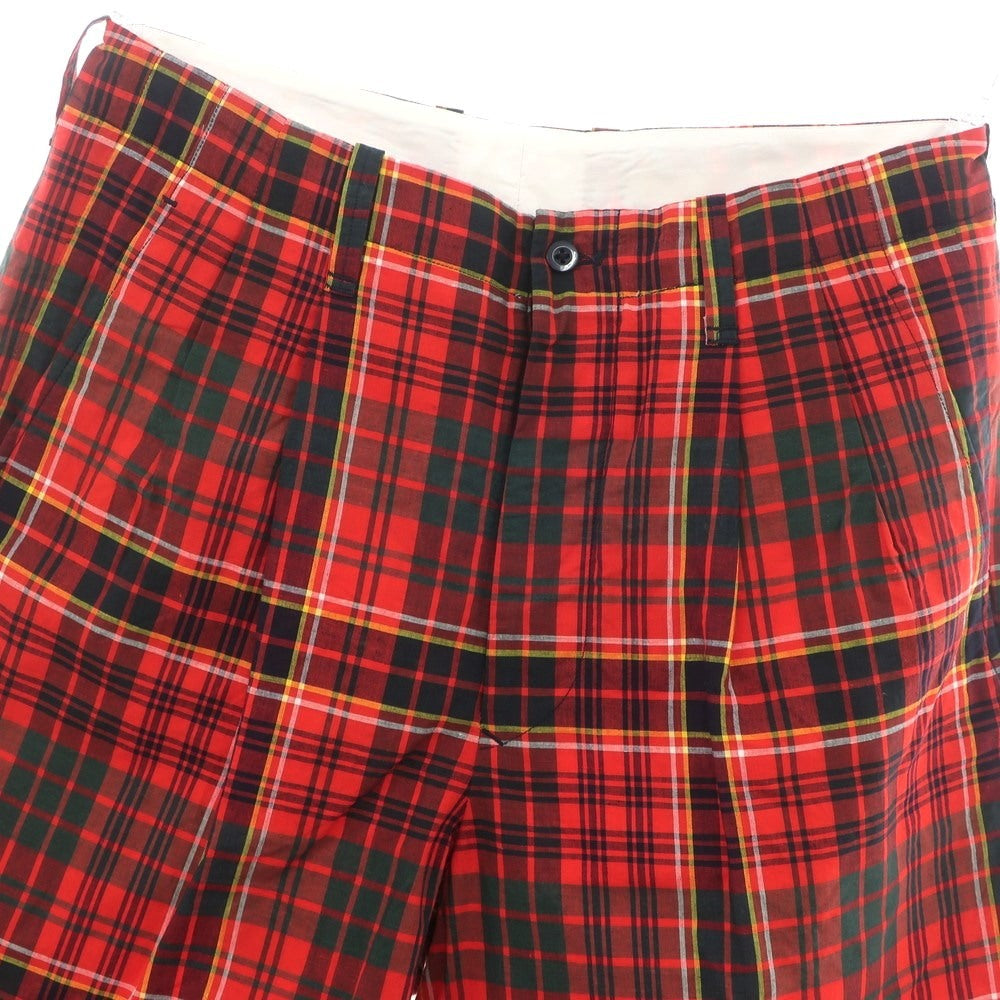 【中古】サイ Scye リネンコットン チェック ショートパンツ レッドxグリーン【 38 】【 状態ランクB 】【 メンズ 】