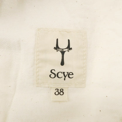 【中古】サイ Scye コットン ストライプ ショートパンツ アイボリーxダークダルブルー【 38 】【 状態ランクC 】【 メンズ 】