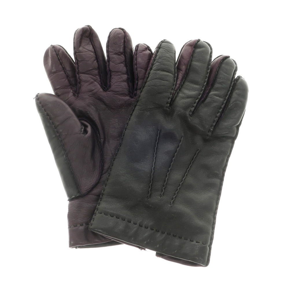 【中古】メローラ MEROLA レザー カシミヤライニング 手袋 ブラックxパープル【サイズ7.5】【 状態ランクC 】【 メンズ 】 [EPD]