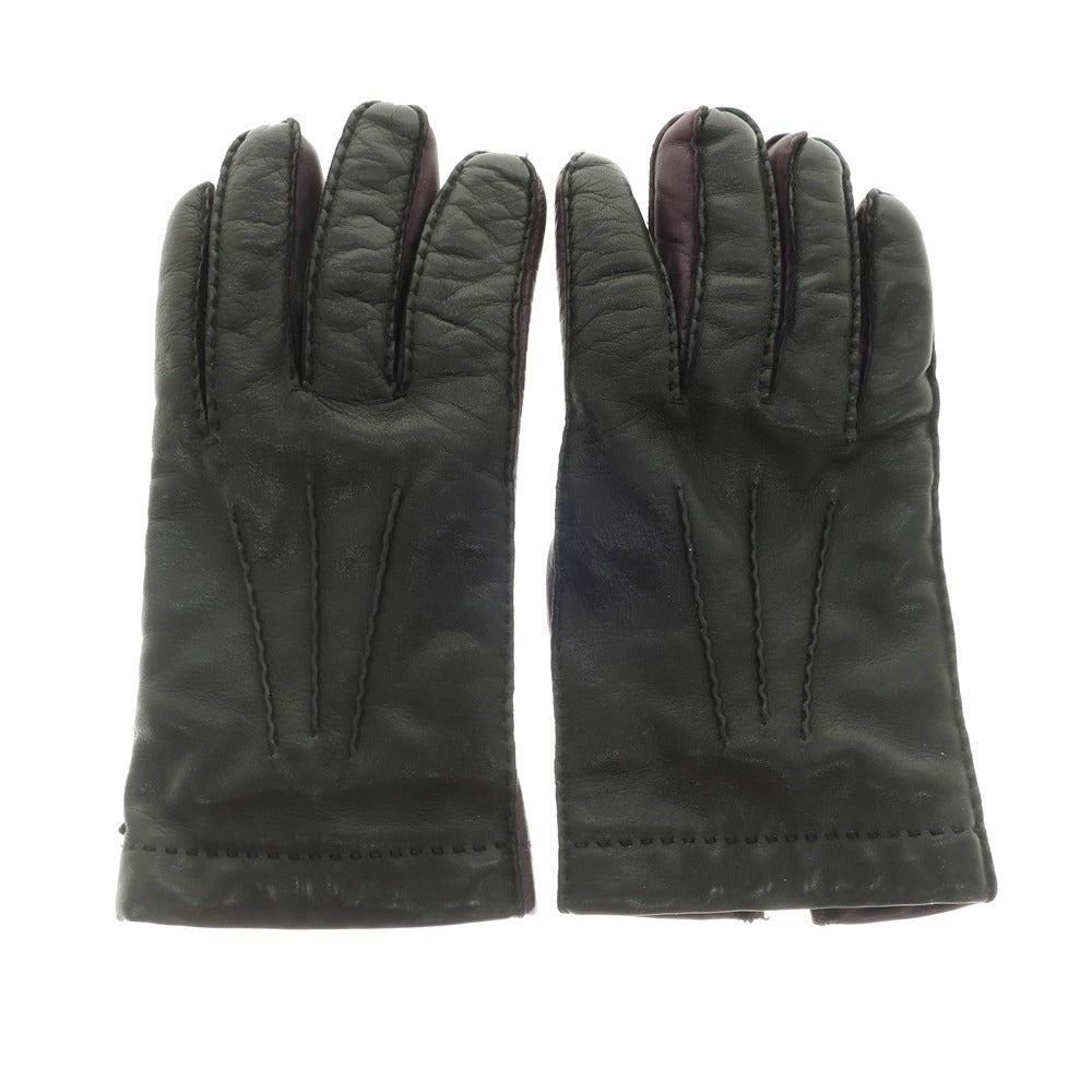 【中古】メローラ MEROLA レザー カシミヤライニング 手袋 ブラックxパープル【サイズ7.5】【 状態ランクC 】【 メンズ 】 [EPD]