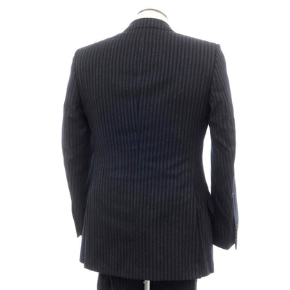 【中古】チェスターバリー Chester Barrie ウール ストライプ 2つボタン ダブルスーツ ネイビーxグレー【 48 】【 状態ランクC 】【 メンズ 】