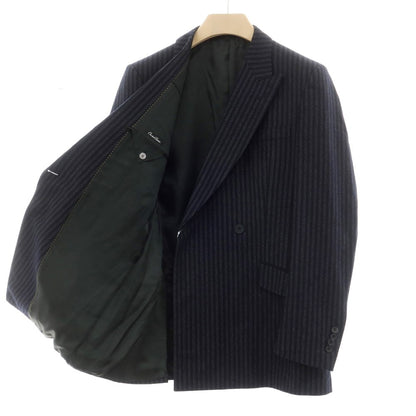 【中古】チェスターバリー Chester Barrie ウール ストライプ 2つボタン ダブルスーツ ネイビーxグレー【 48 】【 状態ランクC 】【 メンズ 】