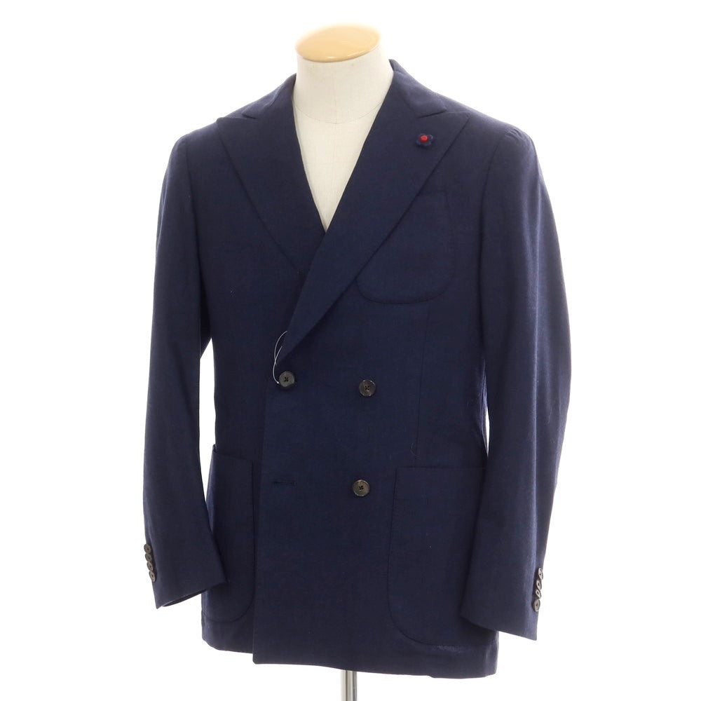 【中古】ラルディーニ LARDINI ウール ダブル 4つボタン テーラードジャケット ネイビー【サイズ44】【NVY】【A/W】【状態ランクC】【メンズ】