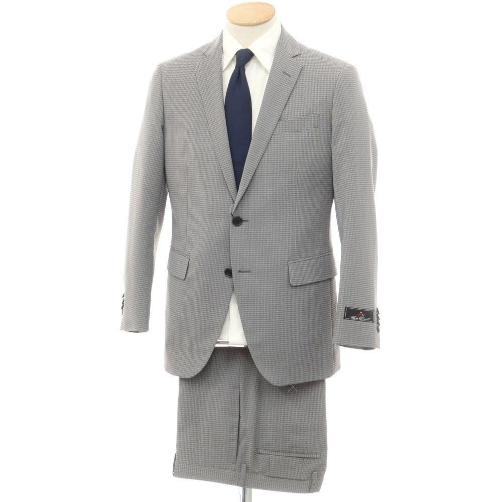 【中古】【未使用】スーツカンパニー THE SUIT COMPANY ポリエステルウール チェック 2つボタンスーツ グレー【 170cm-6Drop 】【 状態ランクS 】【 メンズ 】