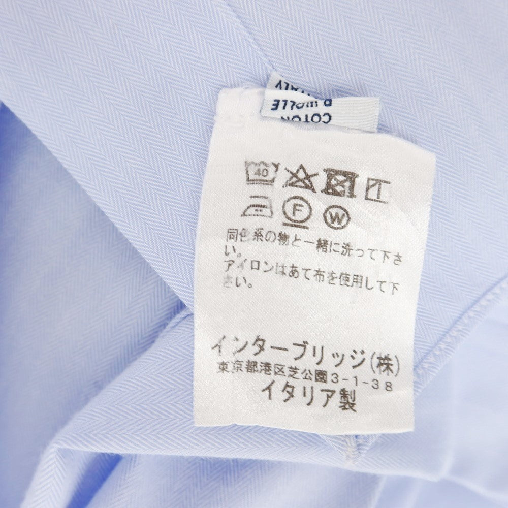 【中古】ボリエッロ BORRIELLO コットン ヘリンボーン ワイドカラー ドレスシャツ ブルー【サイズ38】【BLU】【S/S/A/W】【状態ランクB】【メンズ】