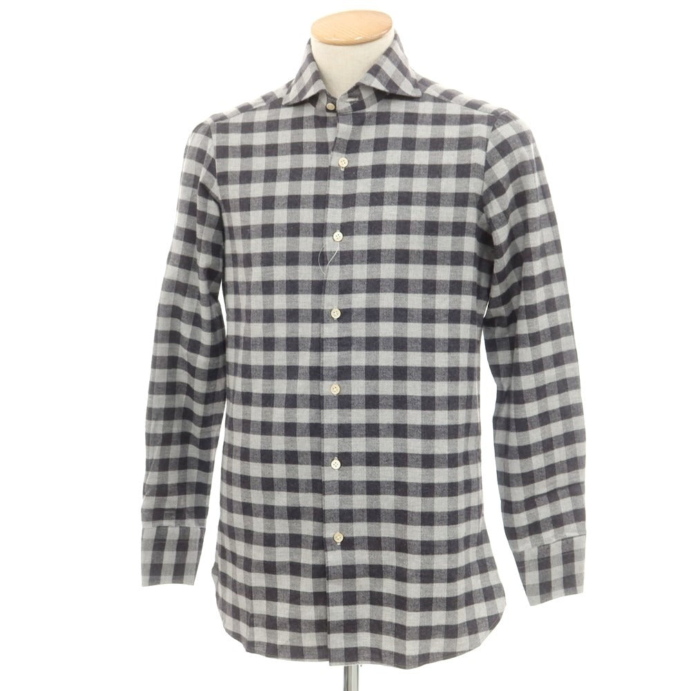 [Used] LUCA AVITAVIRE Sharon special order cotton check casual shirt light gray x charcoal [size 37] [GRY] [A/W] [Condition rank A] [Men&