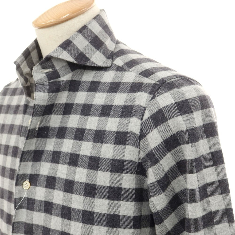 [Used] LUCA AVITAVIRE Sharon special order cotton check casual shirt light gray x charcoal [size 37] [GRY] [A/W] [Condition rank A] [Men&