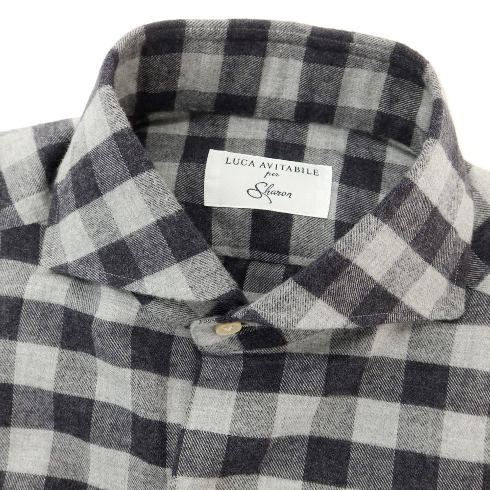 [Used] LUCA AVITAVIRE Sharon special order cotton check casual shirt light gray x charcoal [size 37] [GRY] [A/W] [Condition rank A] [Men&