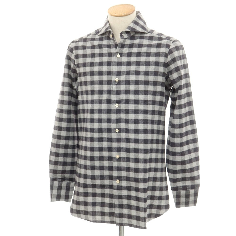[Used] LUCA AVITAVIRE Sharon special order cotton check casual shirt light gray x charcoal [size 38] [GRY] [A/W] [Condition rank A] [Men&