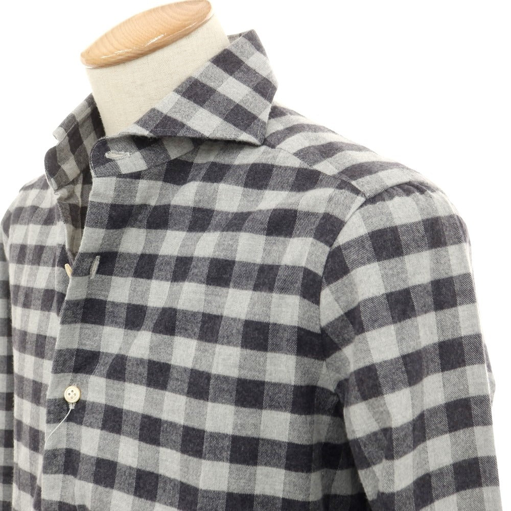 [Used] LUCA AVITAVIRE Sharon special order cotton check casual shirt light gray x charcoal [size 38] [GRY] [A/W] [Condition rank A] [Men&