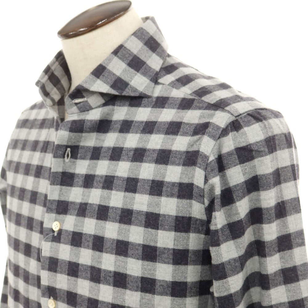[Used] LUCA AVITAVIRE Sharon special order cotton check casual shirt light gray x charcoal [size 41] [GRY] [A/W] [Condition rank A] [Men&
