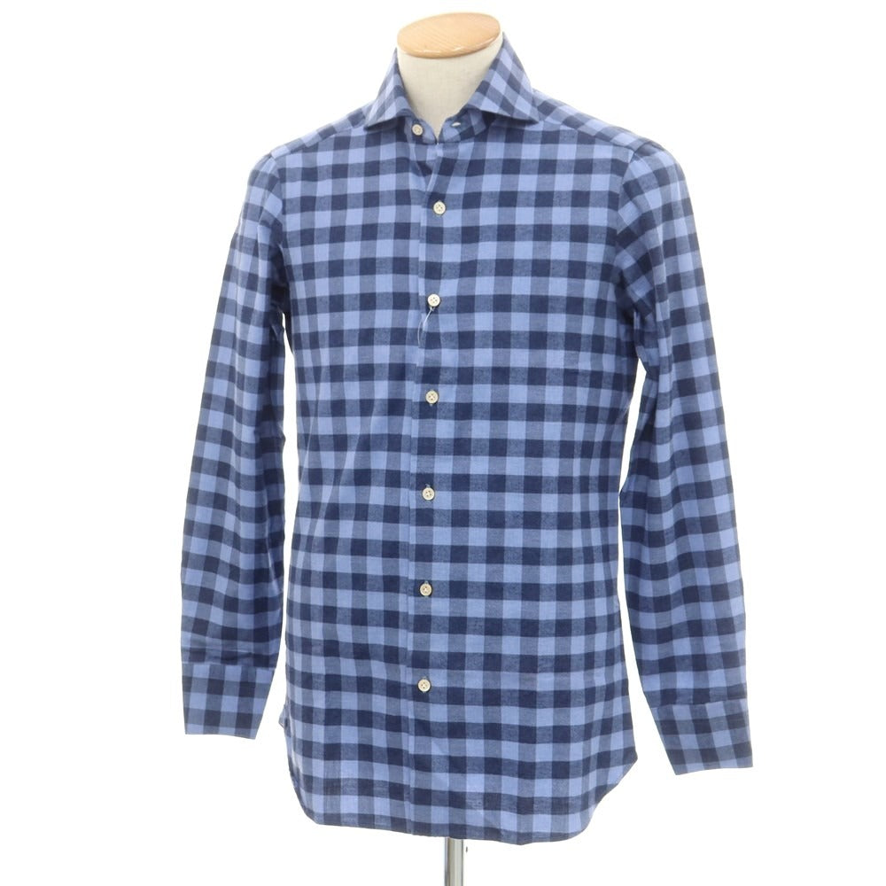 [Used] LUCA AVITAVIRE Sharon special order cotton check casual shirt, smalt blue x navy [size 37] [BLU] [A/W] [Condition rank A] [Men&