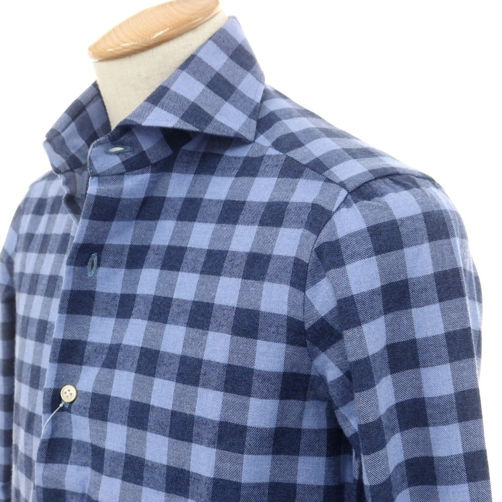 [Used] LUCA AVITAVIRE Sharon special order cotton check casual shirt, smalt blue x navy [size 37] [BLU] [A/W] [Condition rank A] [Men&