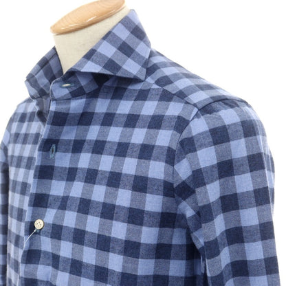[Used] LUCA AVITAVIRE Sharon special order cotton check casual shirt, smalt blue x navy [size 37] [BLU] [A/W] [Condition rank A] [Men&