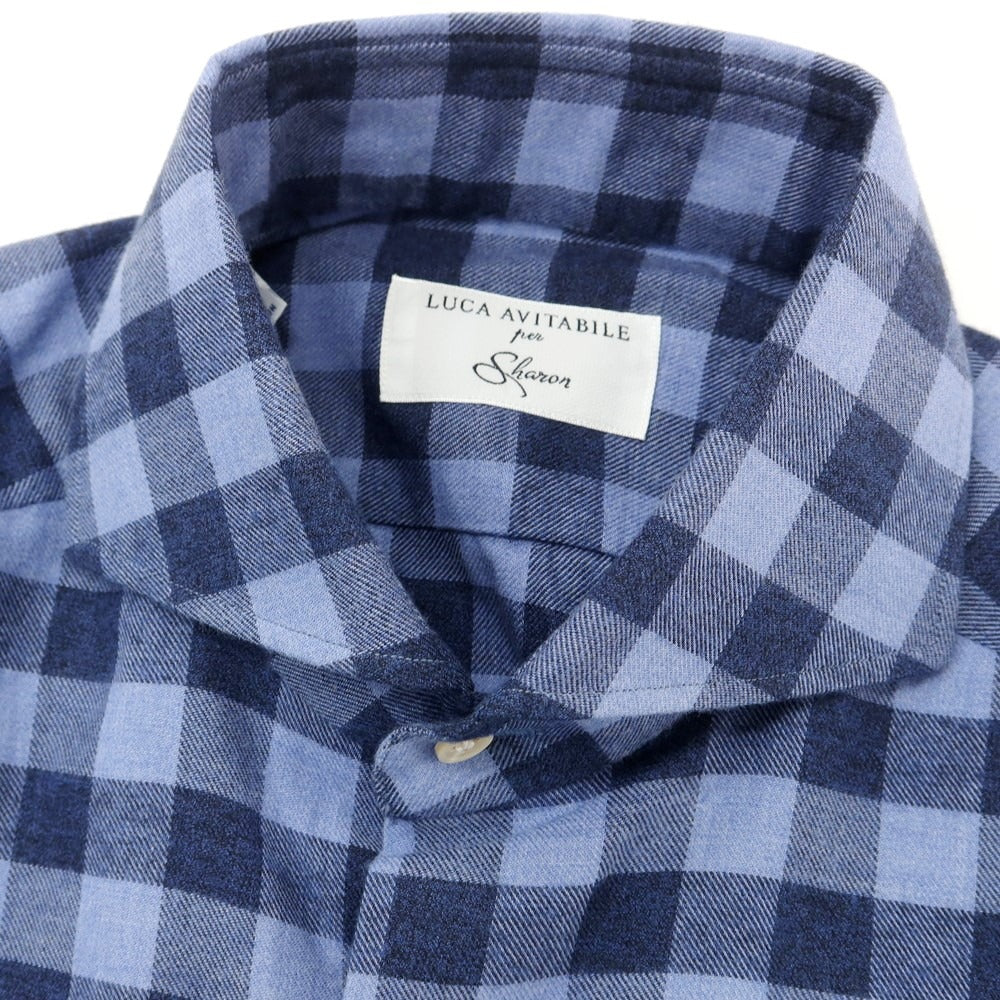 [Used] LUCA AVITAVIRE Sharon special order cotton check casual shirt, smalt blue x navy [size 37] [BLU] [A/W] [Condition rank A] [Men&