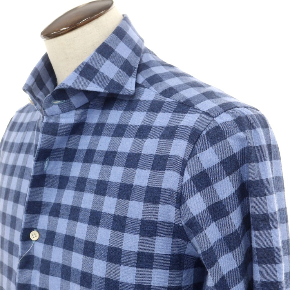 [Used] LUCA AVITAVIRE Sharon special order cotton check casual shirt, smalt blue x navy [size 41] [BLU] [A/W] [Condition rank A] [Men&