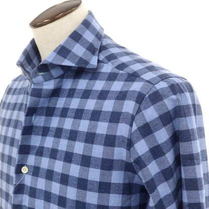 [Used] LUCA AVITAVIRE Sharon special order cotton check casual shirt, smalt blue x navy [size 41] [BLU] [A/W] [Condition rank A] [Men&
