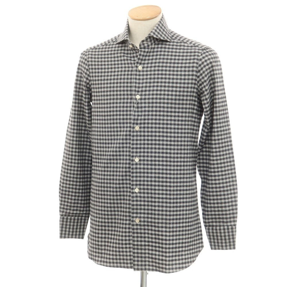 [Used] LUCA AVITAVIRE Sharon special order cotton gingham check casual shirt light gray x charcoal [size 37] [GRY] [A/W] [Condition rank A] [Men&