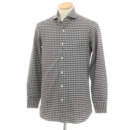 [Used] LUCA AVITAVIRE Sharon special order cotton gingham check casual shirt light gray x charcoal [size 37] [GRY] [A/W] [Condition rank A] [Men&