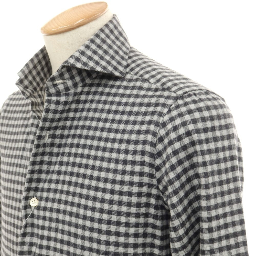 [Used] LUCA AVITAVIRE Sharon special order cotton gingham check casual shirt light gray x charcoal [size 37] [GRY] [A/W] [Condition rank A] [Men&