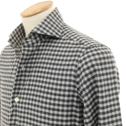 [Used] LUCA AVITAVIRE Sharon special order cotton gingham check casual shirt light gray x charcoal [size 37] [GRY] [A/W] [Condition rank A] [Men&
