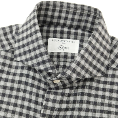 [Used] LUCA AVITAVIRE Sharon special order cotton gingham check casual shirt light gray x charcoal [size 37] [GRY] [A/W] [Condition rank A] [Men&