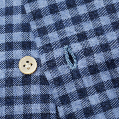 [Used] LUCA AVITAVIRE Sharon special order cotton gingham check casual shirt light blue x navy [size 37] [BLU] [A/W] [Condition rank A] [Men&