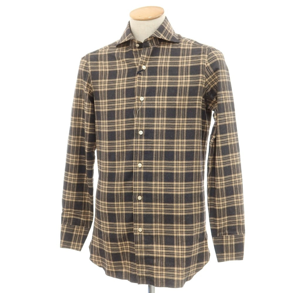 [Used] LUCA AVITAVIRE Sharon special order cotton check casual shirt beige x charcoal [size 37] [BEI] [A/W] [Condition rank A] [Men&
