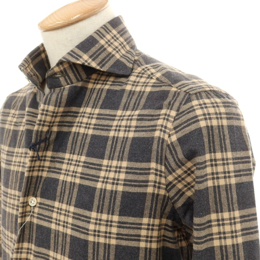 [Used] LUCA AVITAVIRE Sharon special order cotton check casual shirt beige x charcoal [size 37] [BEI] [A/W] [Condition rank A] [Men&