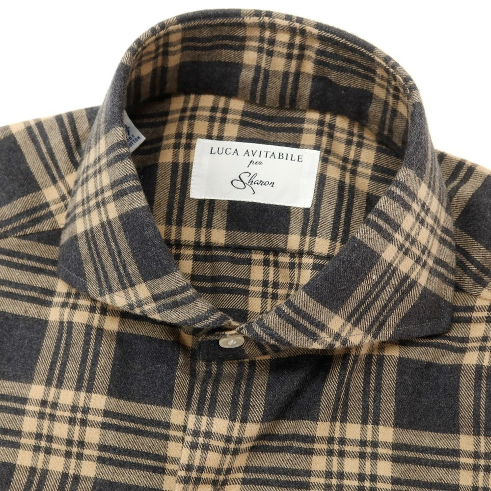 [Used] LUCA AVITAVIRE Sharon special order cotton check casual shirt beige x charcoal [size 37] [BEI] [A/W] [Condition rank A] [Men&