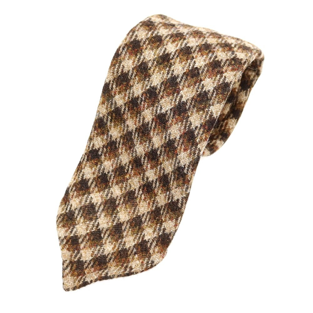 【中古】【未使用】イージーカペッリ E.G.CAPPELLI Sharon別注 チェック柄ネクタイ ベージュxブラウン【 状態ランクS 】【 メンズ 】 [EPD]
