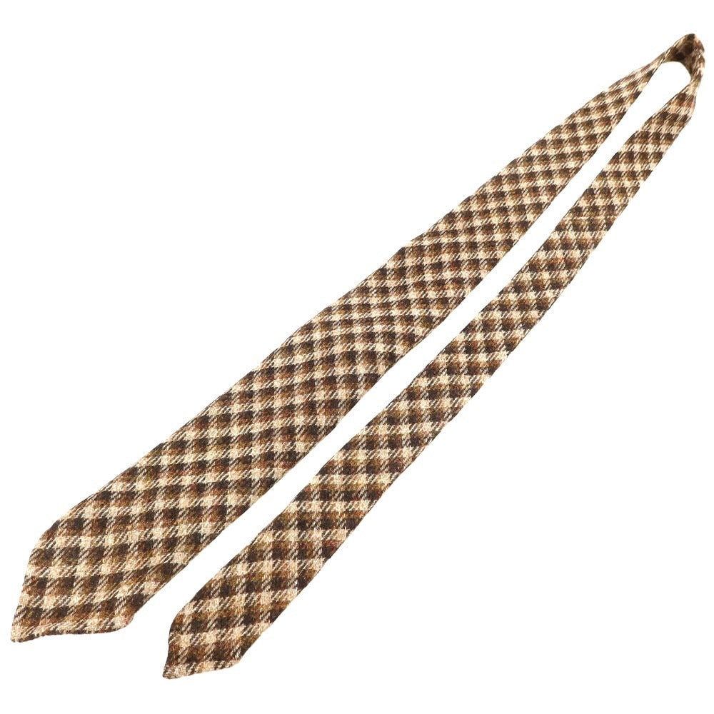 【中古】【未使用】イージーカペッリ E.G.CAPPELLI Sharon別注 チェック柄ネクタイ ベージュxブラウン【 状態ランクS 】【 メンズ 】 [EPD]