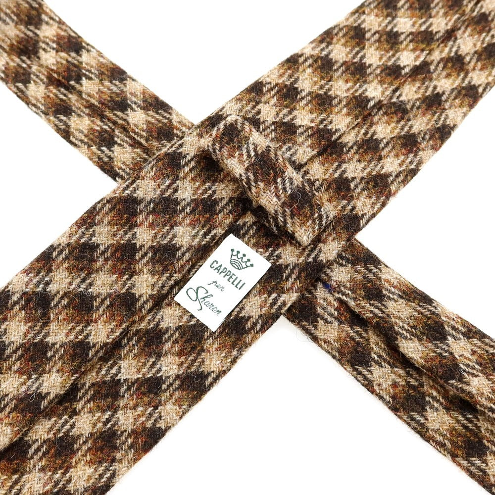 【中古】【未使用】イージーカペッリ E.G.CAPPELLI Sharon別注 チェック柄ネクタイ ベージュxブラウン【 状態ランクS 】【 メンズ 】 [EPD]
