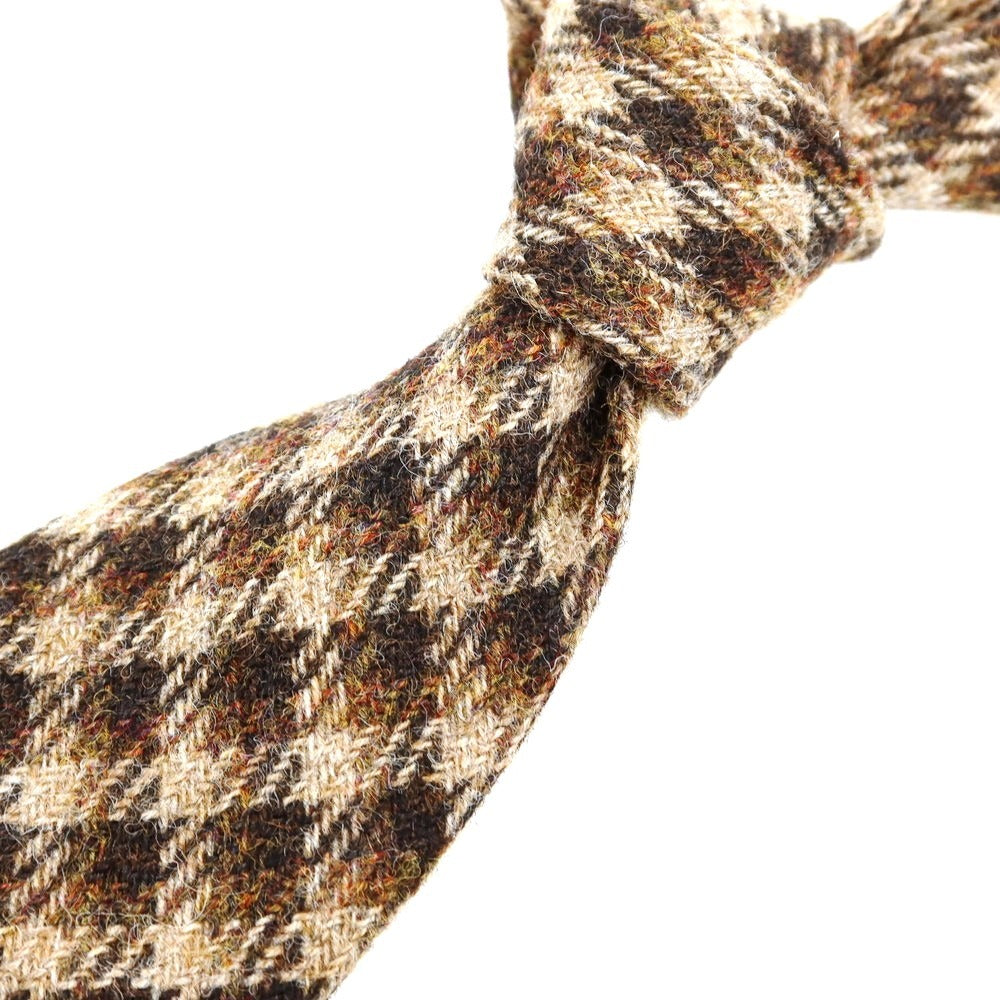 【中古】【未使用】イージーカペッリ E.G.CAPPELLI Sharon別注 チェック柄ネクタイ ベージュxブラウン【 状態ランクS 】【 メンズ 】 [EPD]
