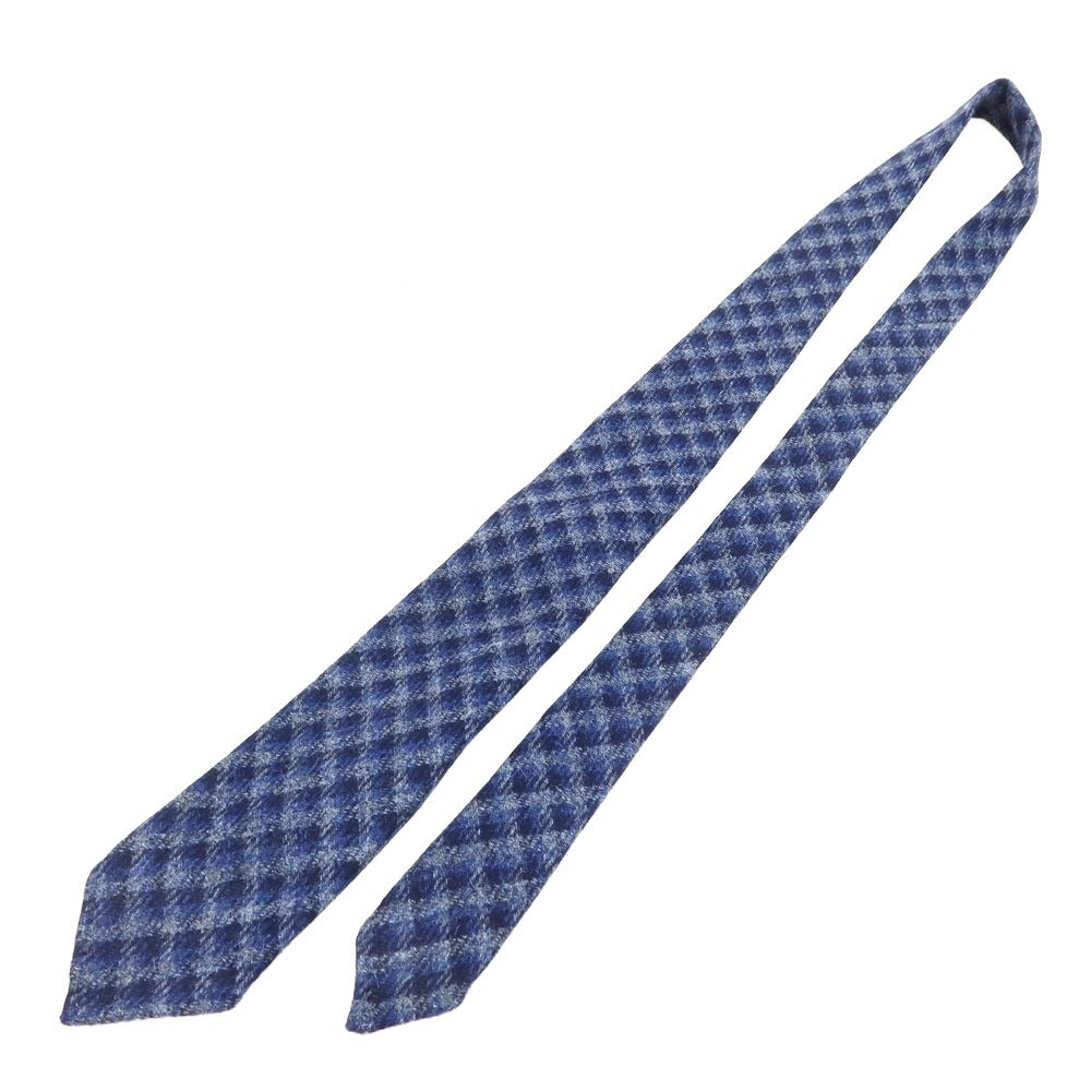 【中古】【未使用】イージーカペッリ E.G.CAPPELLI Sharon別注 チェック柄ネクタイ ネイビーxブルー【 状態ランクS 】【 メンズ 】 [EPD]