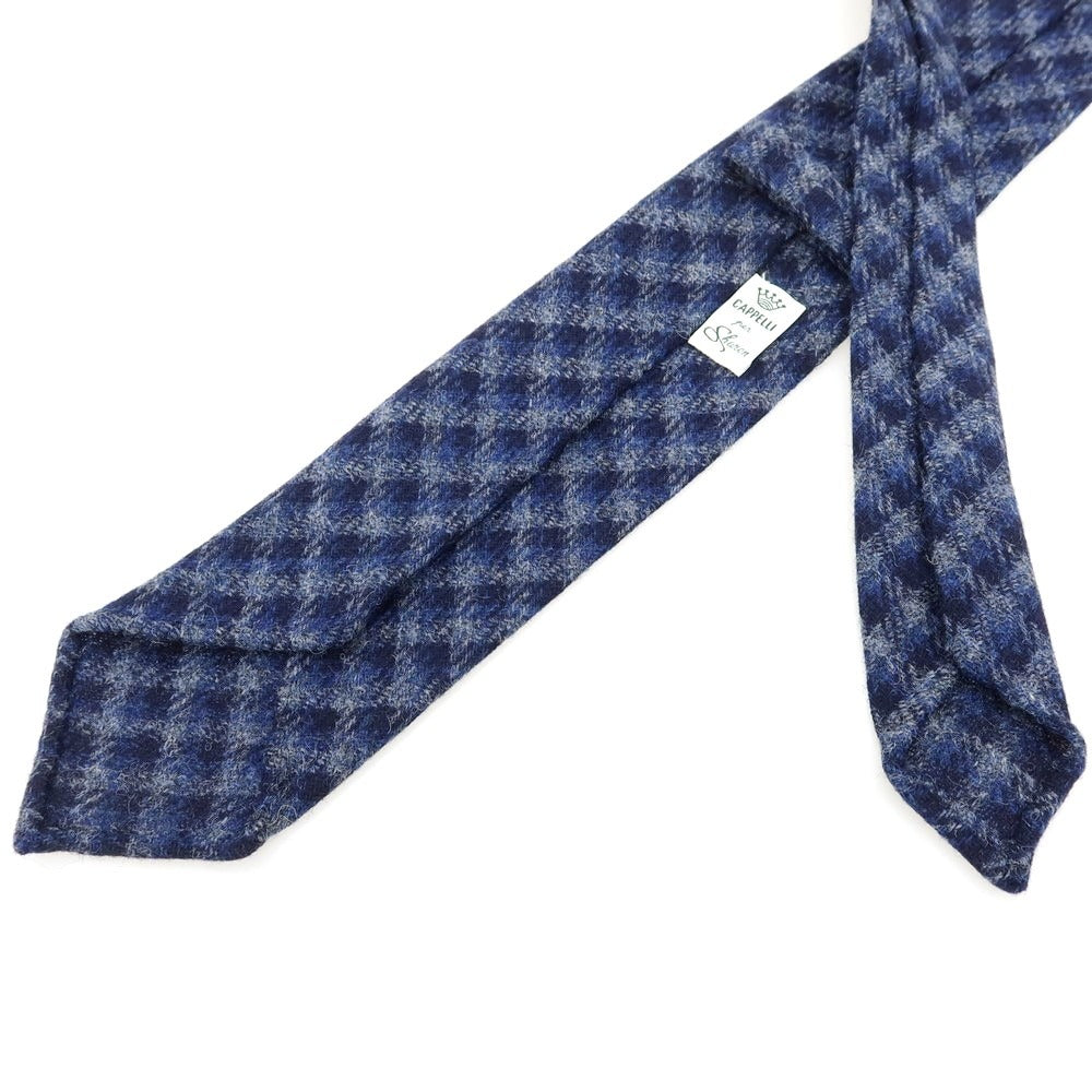 【中古】【未使用】イージーカペッリ E.G.CAPPELLI Sharon別注 チェック柄ネクタイ ネイビーxブルー【 状態ランクS 】【 メンズ 】 [EPD]