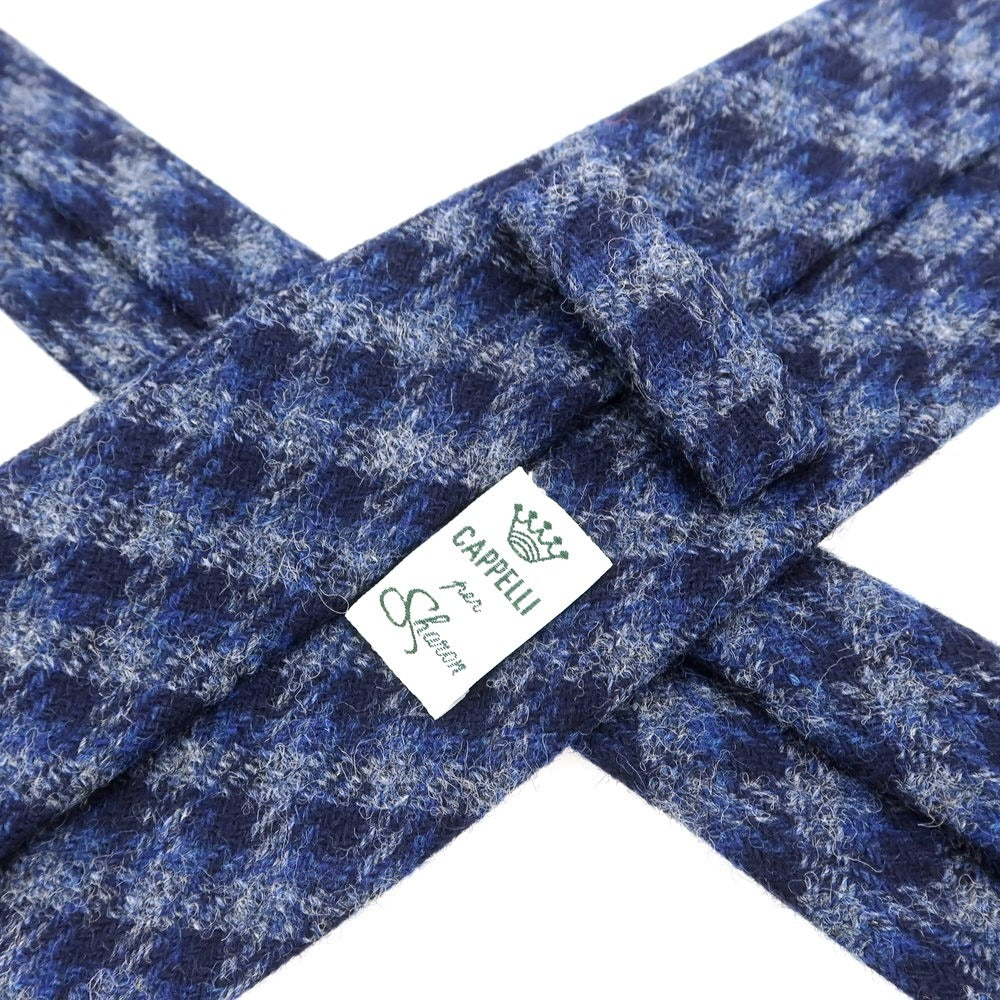 【中古】【未使用】イージーカペッリ E.G.CAPPELLI Sharon別注 チェック柄ネクタイ ネイビーxブルー【 状態ランクS 】【 メンズ 】 [EPD]