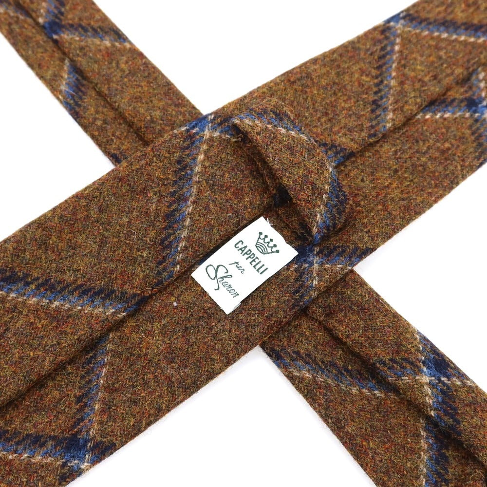 【中古】【未使用】イージーカペッリ E.G.CAPPELLI Sharon別注 チェック柄ネクタイ ライトブラウンxネイビー【 状態ランクS 】【 メンズ 】 [EPD]
