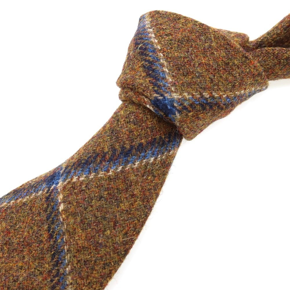 【中古】【未使用】イージーカペッリ E.G.CAPPELLI Sharon別注 チェック柄ネクタイ ライトブラウンxネイビー【 状態ランクS 】【 メンズ 】 [EPD]
