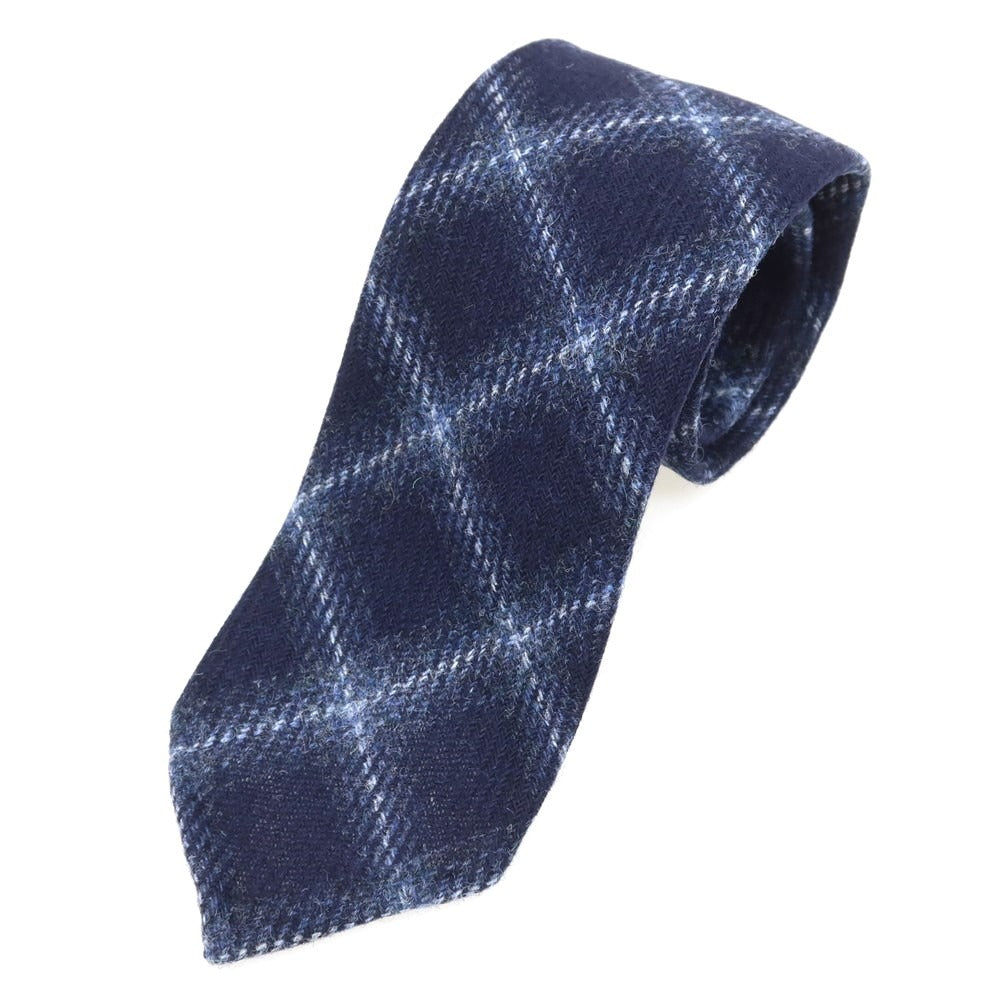 【中古】【未使用】イージーカペッリ E.G.CAPPELLI Sharon別注 チェック柄ネクタイ ネイビーxホワイト【 状態ランクS 】【 メンズ 】 [EPD]