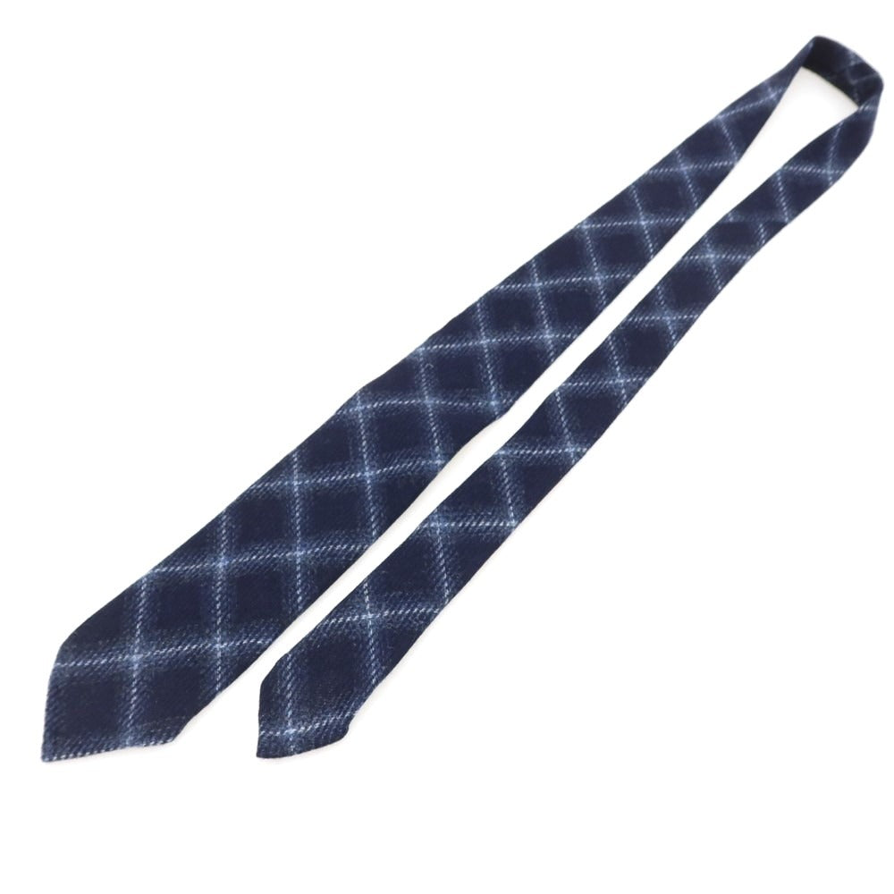 【中古】【未使用】イージーカペッリ E.G.CAPPELLI Sharon別注 チェック柄ネクタイ ネイビーxホワイト【 状態ランクS 】【 メンズ 】 [EPD]