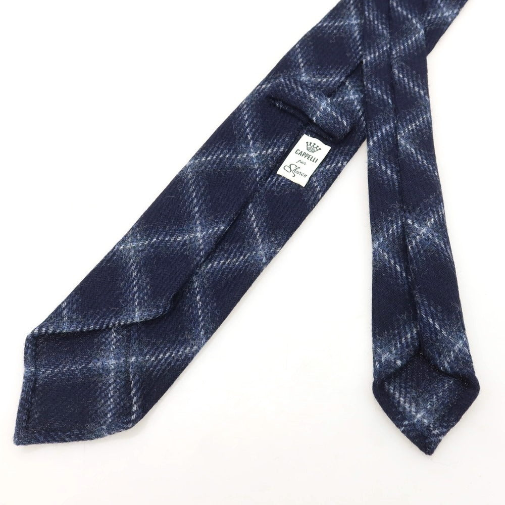 【中古】【未使用】イージーカペッリ E.G.CAPPELLI Sharon別注 チェック柄ネクタイ ネイビーxホワイト【 状態ランクS 】【 メンズ 】 [EPD]
