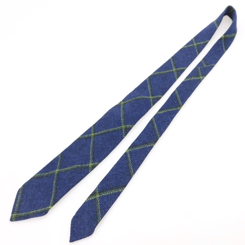 【中古】【未使用】イージーカペッリ E.G.CAPPELLI Sharon別注 チェック柄ネクタイ ネイビーブルーxグリーン【 状態ランクS 】【 メンズ 】 [EPD]
