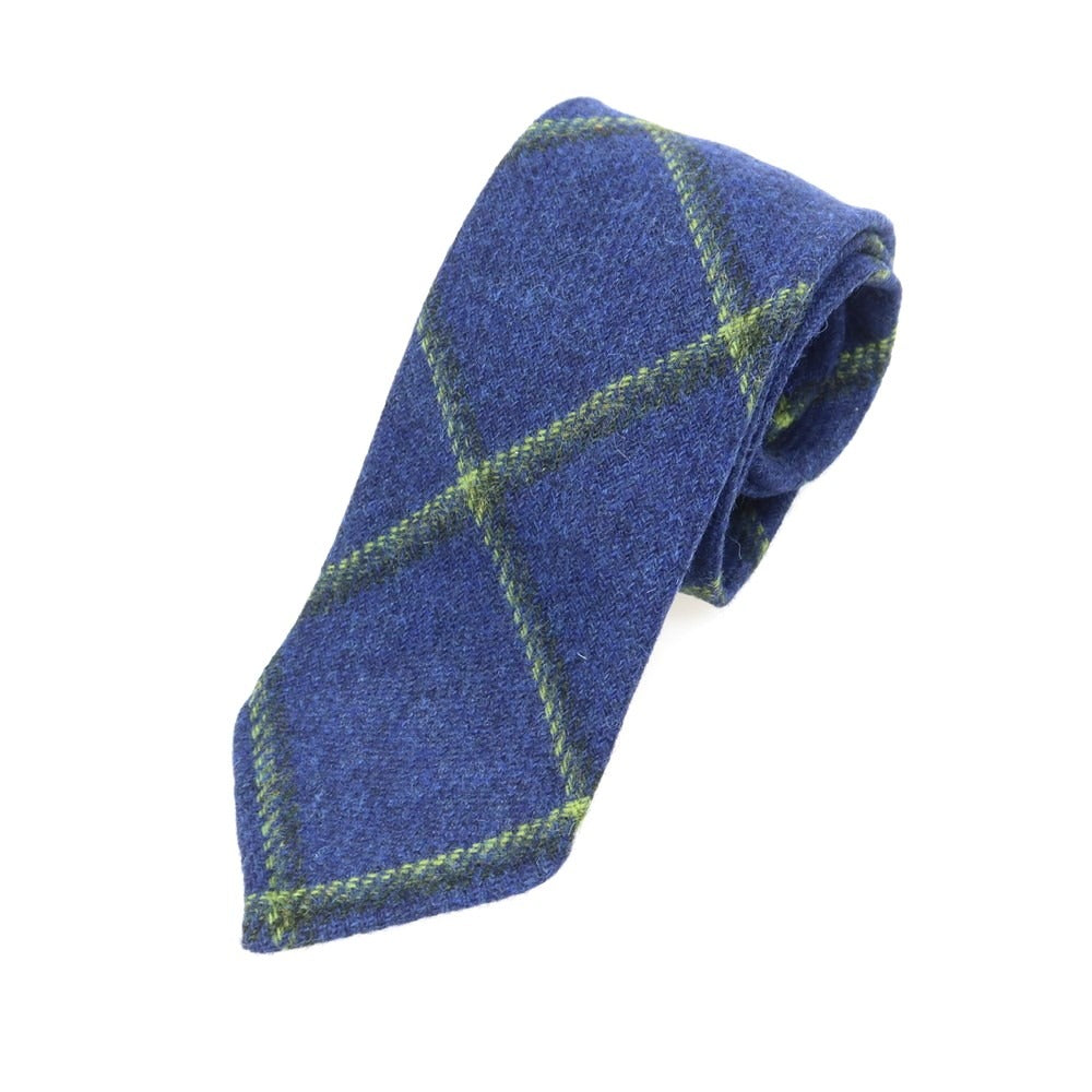 【中古】【未使用】イージーカペッリ E.G.CAPPELLI Sharon別注 チェック柄ネクタイ ネイビーブルーxグリーン【 状態ランクS 】【 メンズ 】 [EPD]