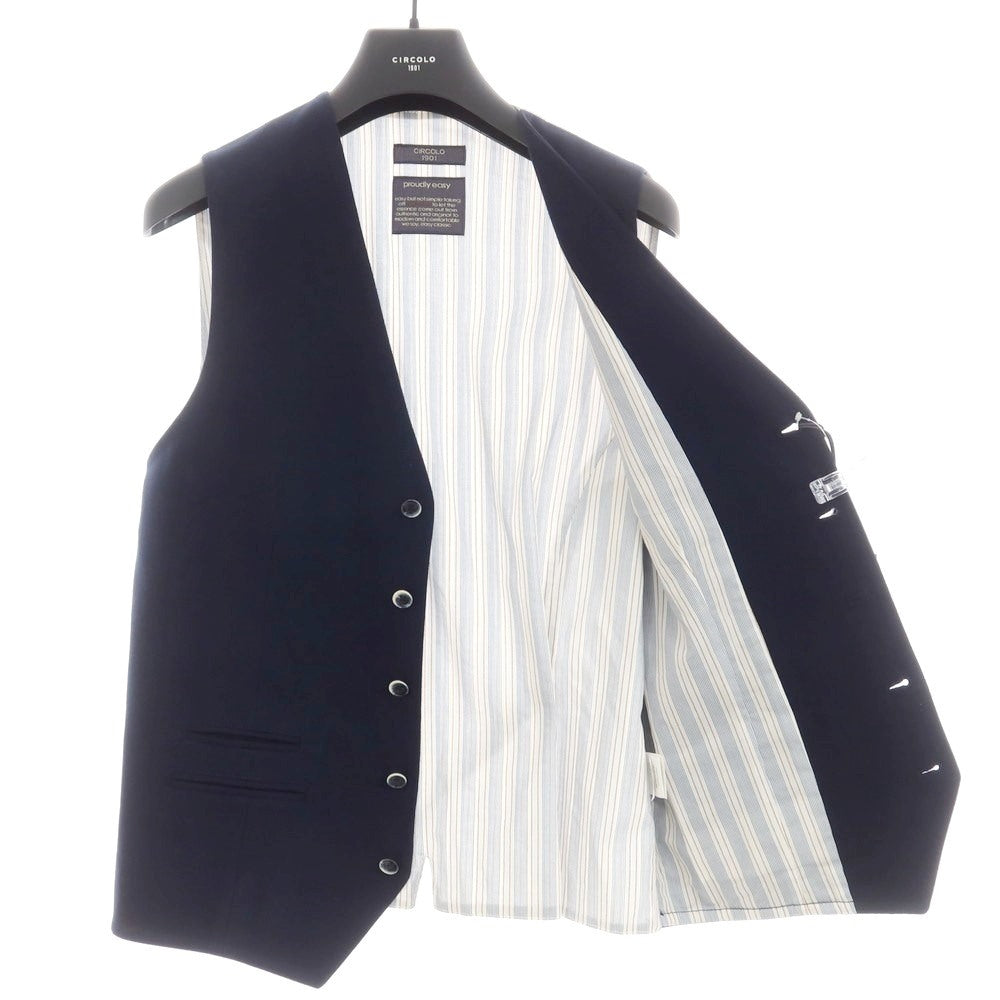 【新品アウトレット】チルコロ1901 CIRCOLO 1901 コットンジャージー ジレ ベスト ネイビーxホワイト【 48 】【 状態ランクN- 】【 メンズ 】