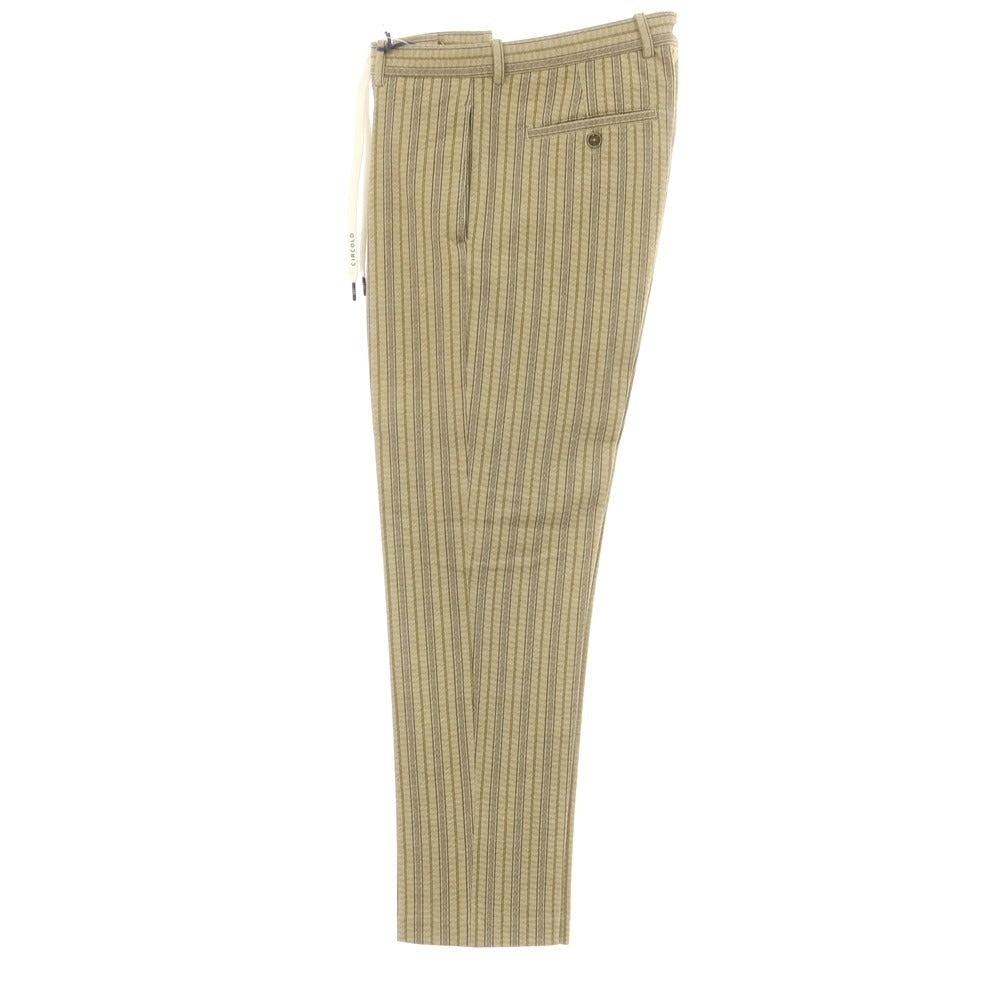 [New] CIRCOLO 1901 Stretch Cotton Jersey Striped Easy Slacks Pants Light Olive [44] [Condition Rank N] [Men&