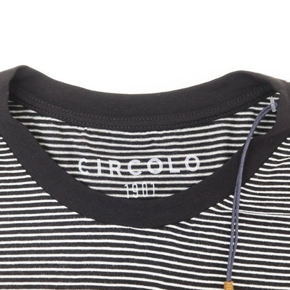 【新品】チルコロ1901 CIRCOLO 1901 コットン ボーダー クルーネック 半袖Ｔシャツ ブラックxホワイト【サイズS】【 状態ランクN 】【 メンズ 】 [EPD]