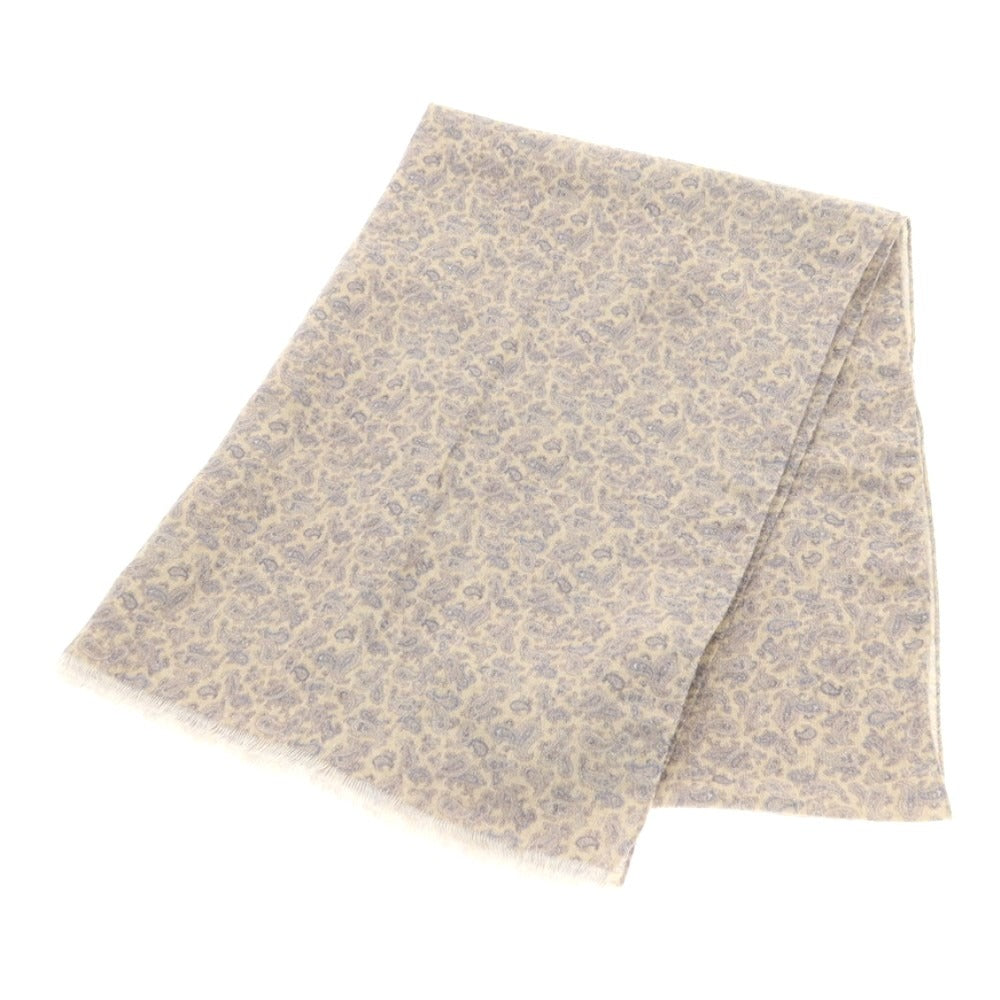 【新品】ジャンネット giannetto リネンコットン ペイズリー柄 ストール ベージュxブルー【 状態ランクN 】【 メンズ 】