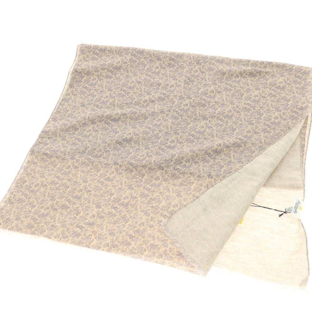 【新品】ジャンネット giannetto リネンコットン ペイズリー柄 ストール ベージュxブルー【 状態ランクN 】【 メンズ 】